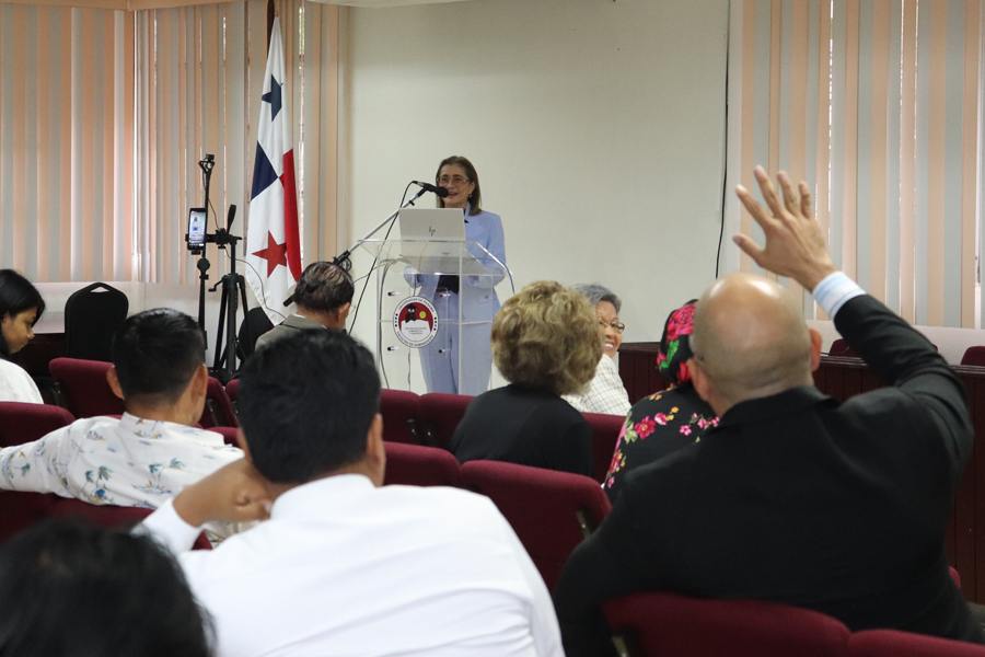 Conferencia, público, salón